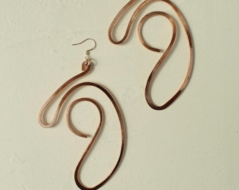 Handmade Copper Statement Earrings, Sculptural Artisan Jewelry, One-of-a-Kind Earrings | Bud