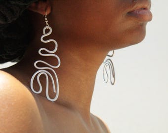 Handmade Aluminum Statement Earrings, Lightweight Modern Sculptural Jewelry, One-of-a-Kind Earrings | Aphelion
