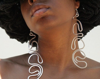 Handmade Aluminum Statement Earrings, Lightweight Modern Sculptural Jewelry, One-of-a-Kind Earrings | Vega