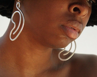 Handmade Aluminum Statement Earrings, Lightweight Modern Sculptural Jewelry, One-of-a-Kind Earrings | Nova