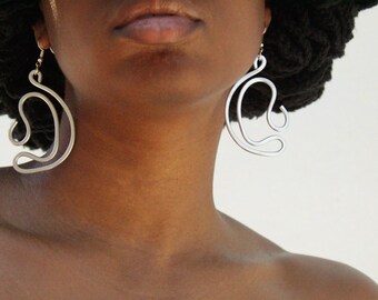 Handmade Aluminum Statement Earrings, Lightweight Modern Sculptural Jewelry, One-of-a-Kind Earrings | Pulsar