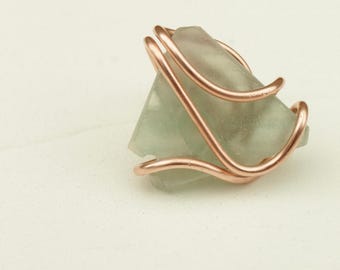 Handmade Copper Statement Ring, Sculptural Wire Ring, Modern Artisan Jewelry, Sizable | Glow