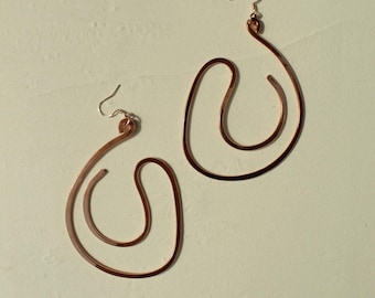 Handmade Copper Statement Earrings, Sculptural Artisan Jewelry, One-of-a-Kind Earrings | Hollow