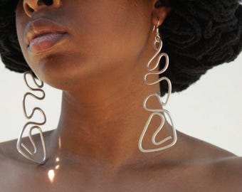 Handmade Aluminum Statement Earrings, Lightweight Modern Sculptural Jewelry, One-of-a-Kind Earrings | Polaris
