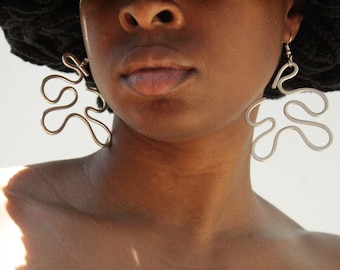 Handmade Aluminum Statement Earrings, Lightweight Modern Sculptural Jewelry, One-of-a-Kind Earrings | Lumen