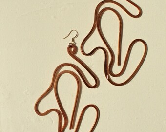 Handmade Copper Statement Earrings, Sculptural Artisan Jewelry, One-of-a-Kind Earrings | Mystery
