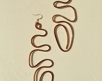 Handmade Copper Statement Earrings, Sculptural Artisan Jewelry, One-of-a-Kind Earrings | Tangle
