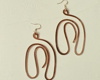 Handmade Copper Statement Earrings, Sculptural Artisan Jewelry, One-of-a-Kind Earrings | Return
