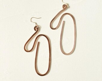 Handmade Copper Statement Earrings, Sculptural Artisan Jewelry, One-of-a-Kind Earrings | Waterline