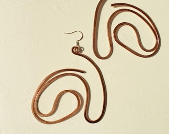Handmade Copper Statement Earrings, Sculptural Artisan Jewelry, One-of-a-Kind Earrings | Open Sky