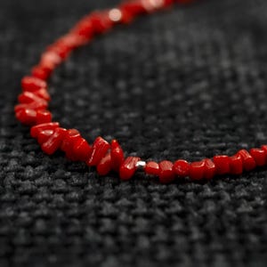 Red Sardinian Coral Necklace: Sterling Silver, Lightweight Jewelry