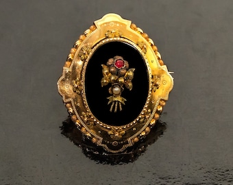 Broche camée ancienne et son émail bleu - France