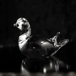 Vintage Italian Glass Bird Paperweight: Duck Figurine, 1990s