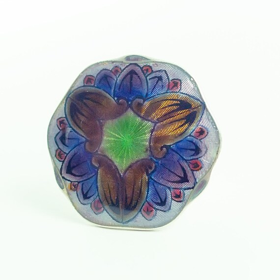 Broche Fleur Ancienne En Argent Massif - Design Norvège, Vintage, Occasion