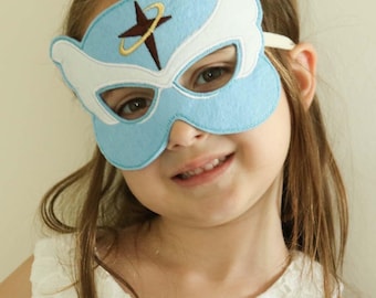 Máscara de Anjo de Deus, Fantasia Cristã de Super-Herói em Feltro Azul, Asas para Brincar de Fé