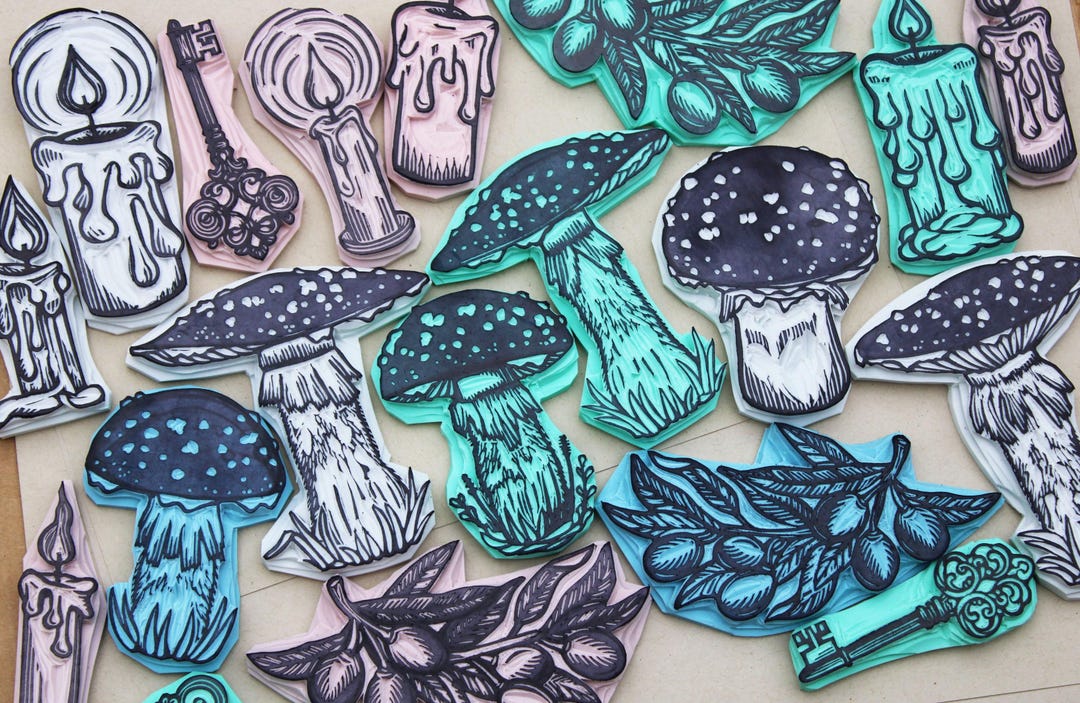 ONE-OFF Mushroom Rubber Stamps (hand-carved, Unmounted) Amanita ...