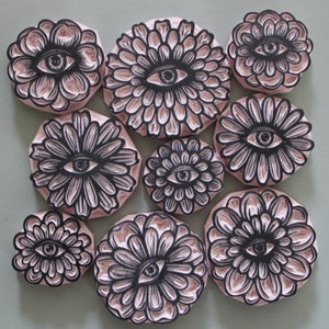 Flower Eyeball Rubber Stamps (unmounted)