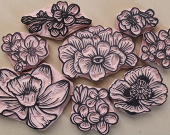 Assorted Flower Rubber Stamps (unmounted)