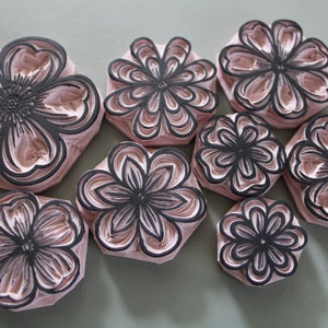 Stylized Flower Rubber Stamps (unmounted)