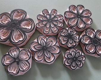 Stylized Flower Rubber Stamps (unmounted)
