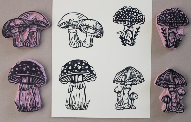 Mushroom Rubber Stamps (unmounted) - Etsy