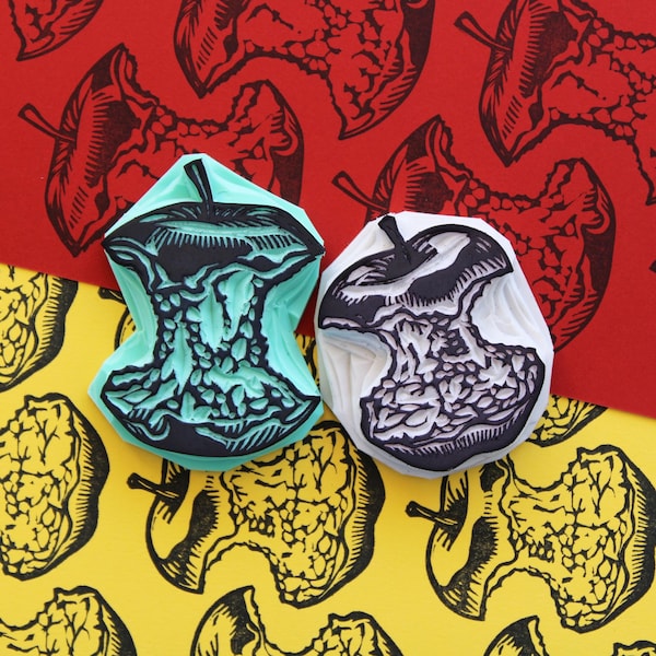 Apple Core Rubber Stamps (hand-carved, unmounted)