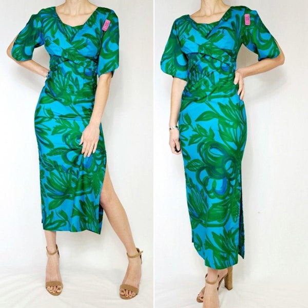 LONG WRAP DRESS WITH FRILL SWINGING SIXTIES