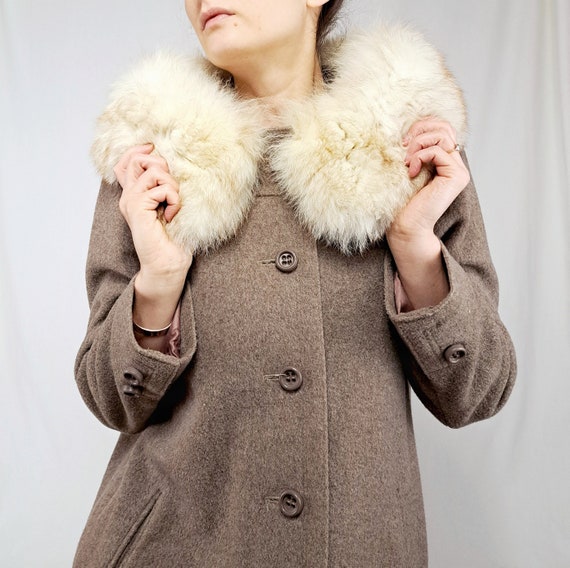 Fox fur shop collar wool coat