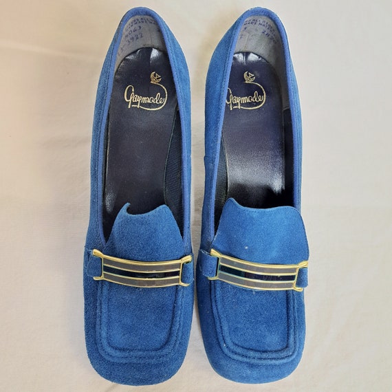 Deadstock vintage 1960s blue suede shoes size 5.5 - image 2