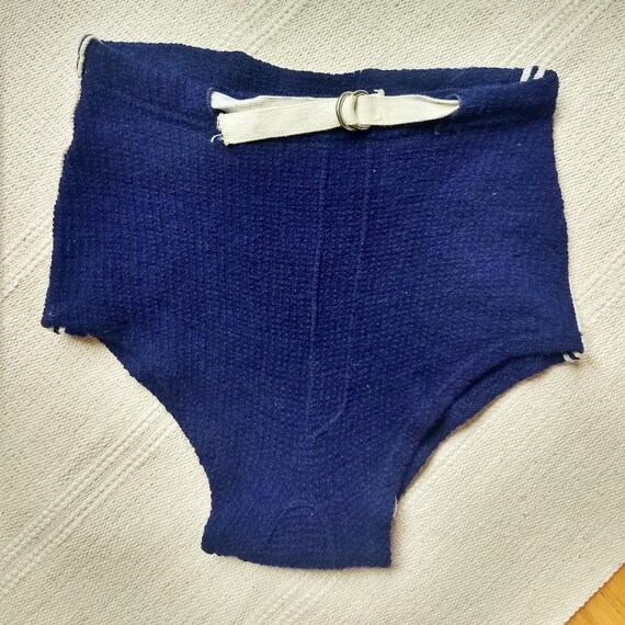 Vintage 1930s men's navy blue swim briefs