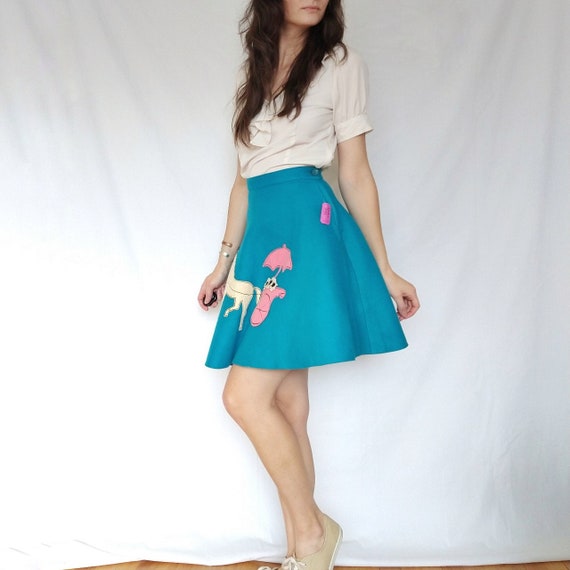 Vintage 1950s felt applique skater skirt Gem