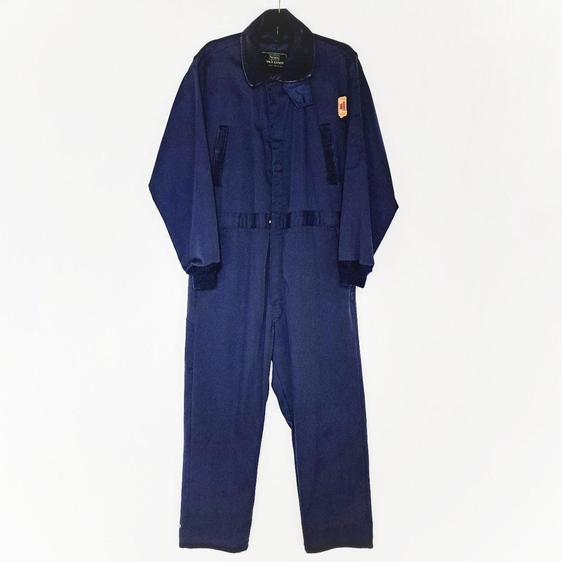 70s~ Vintage denim coveralls, men's size L unknown blue type Vintage Second Hand