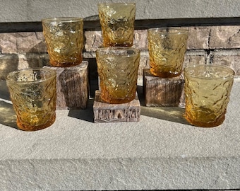 Anchor Hocking Honey Gold Crinkle Juice Glasses.