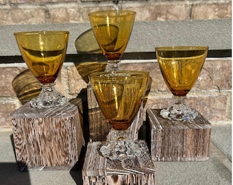 Vintage Anchor Hocking Amber Champagne Glasses.