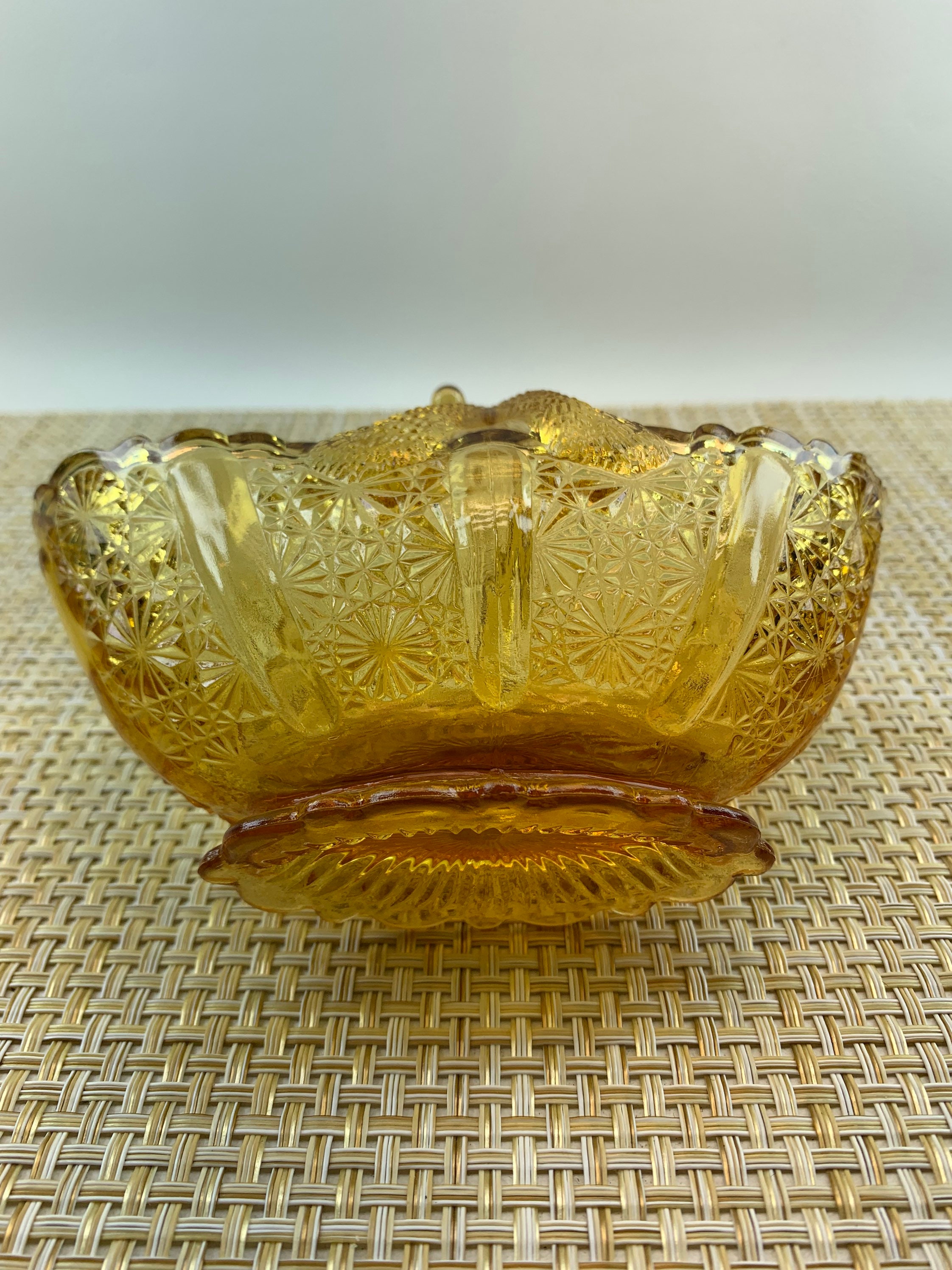 Vintage Amber Glass Handled Basket Etsy Hong Kong