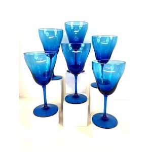 Vintage Cobalt Blue Wine Glasses.