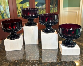 Vintage Tiffin Franciscan Madeira Ruby Red Sherbet Dishes.