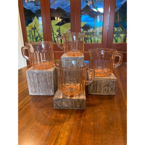 Vintage Fortecrisa Pink Ribbed Glass Tea Cups