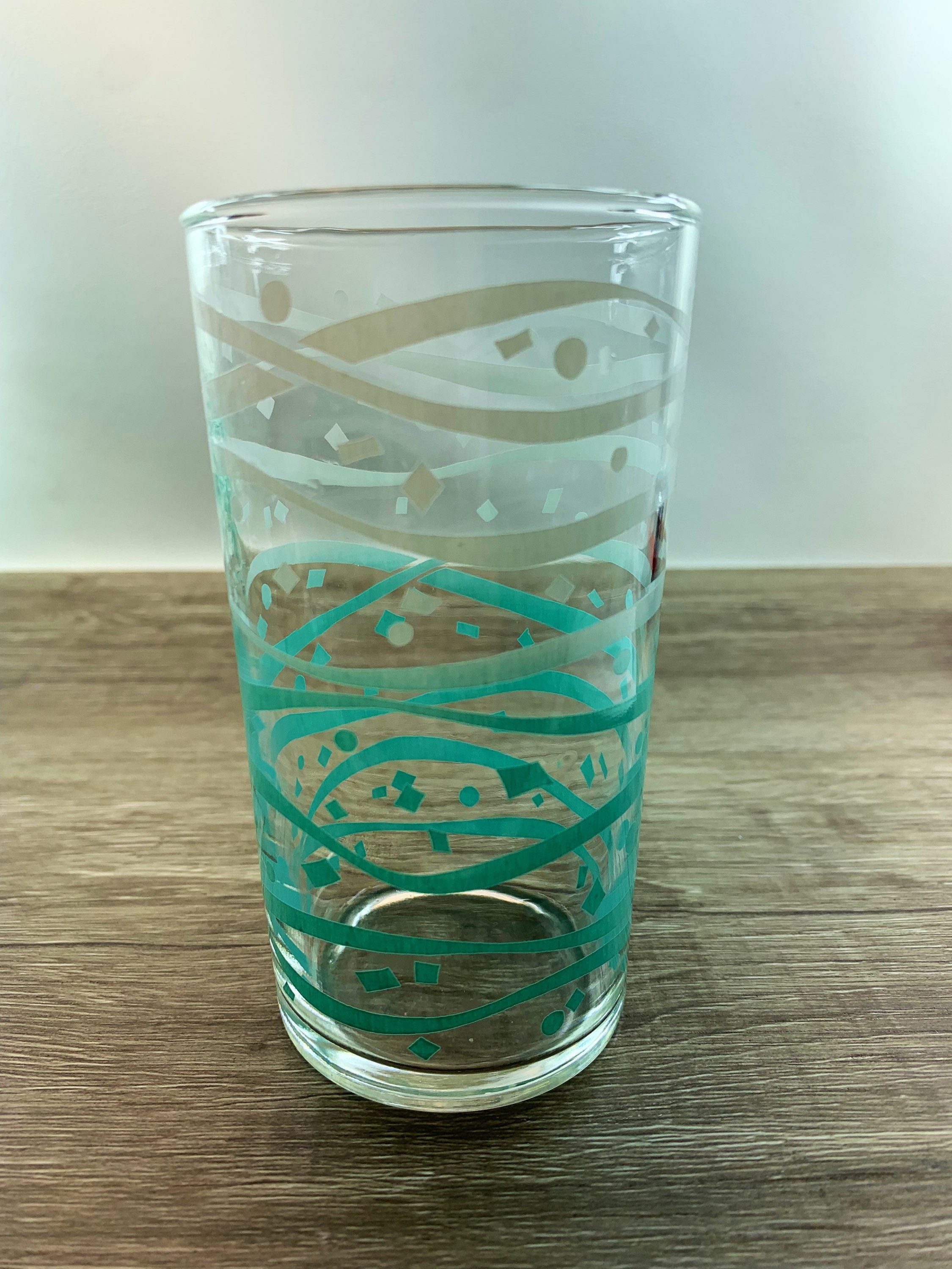 Vintage Atomic Turquoise Glass Water Tumblers. Etsy