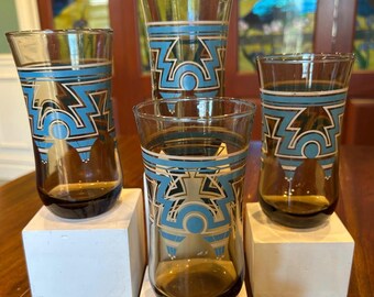 Vintage Mid Century Anchor Hocking Retro Glass Tumblers.