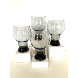 Vintage 1960s Mid Century Smoke Grey Federal Sundown Beer Glasses