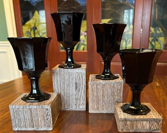 Vintage Independence Black Octagon Glass Wine Cordials.
