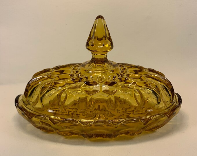 Vintage Depression Glass Butter Dish Etsy