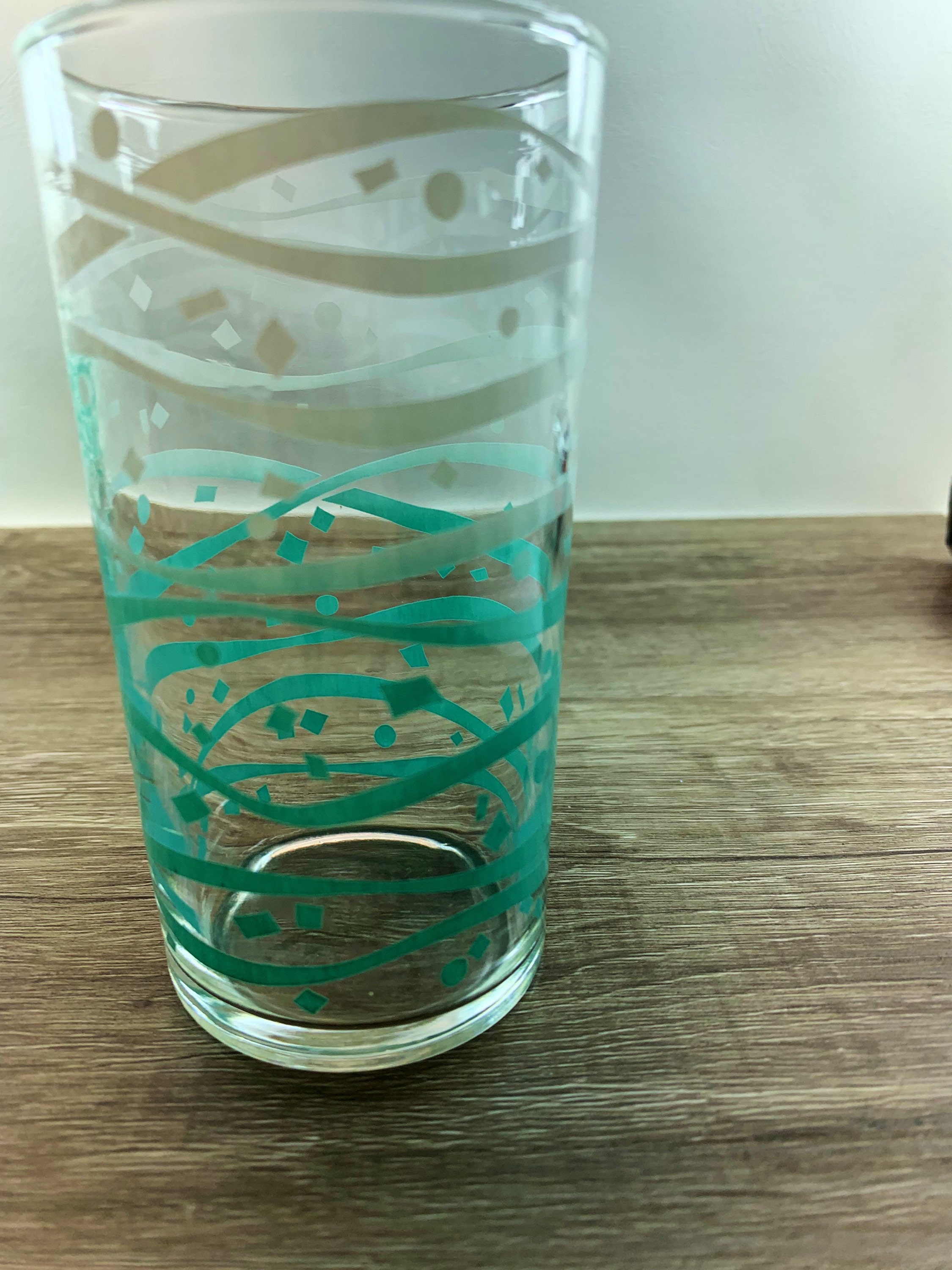 Vintage Atomic Turquoise Glass Water Tumblers. Etsy