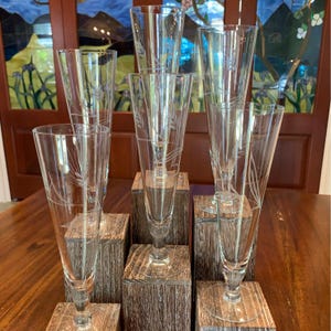 Vintage Wheat Patterned Pilsner Champagne Glasses.