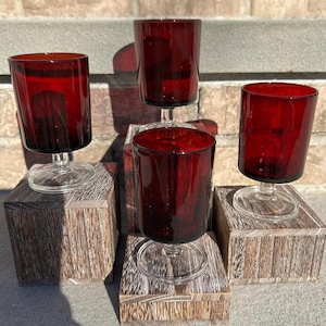 Vintage Luminarc Ruby Red Champagne Glasses.