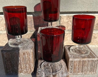 Vintage Luminarc Ruby Red Champagne Glasses.