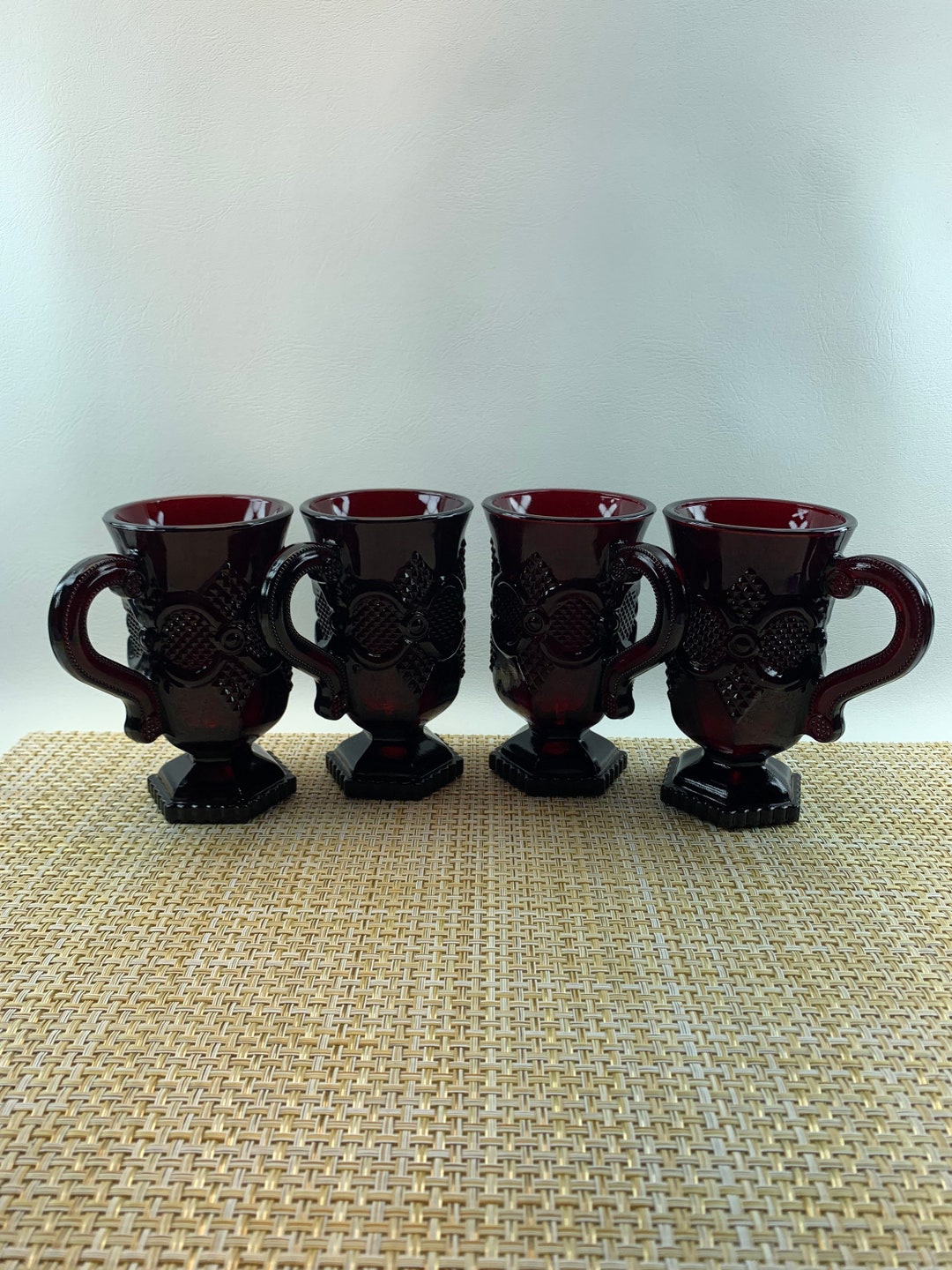 Avon Cape Cod Ruby Red Glass Tea Cups. Etsy
