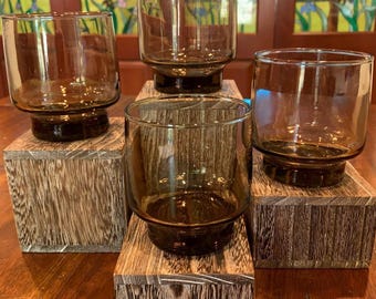 Vintage Libbey Tawney Brown Juice Glasses.