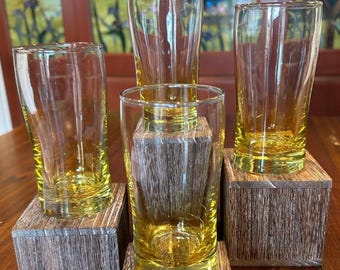 Vintage Libbey Honey Yellow Juice Glasses.